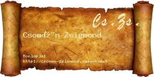 Csomán Zsigmond névjegykártya